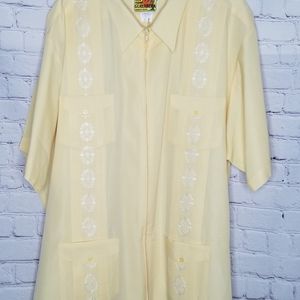 Haband Guayabera Shirt Dress Casual Embroidery Pockets Size 3X Summer Original